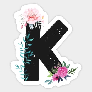 Letter K - Botanical English Alphabet, Name Initial Sticker